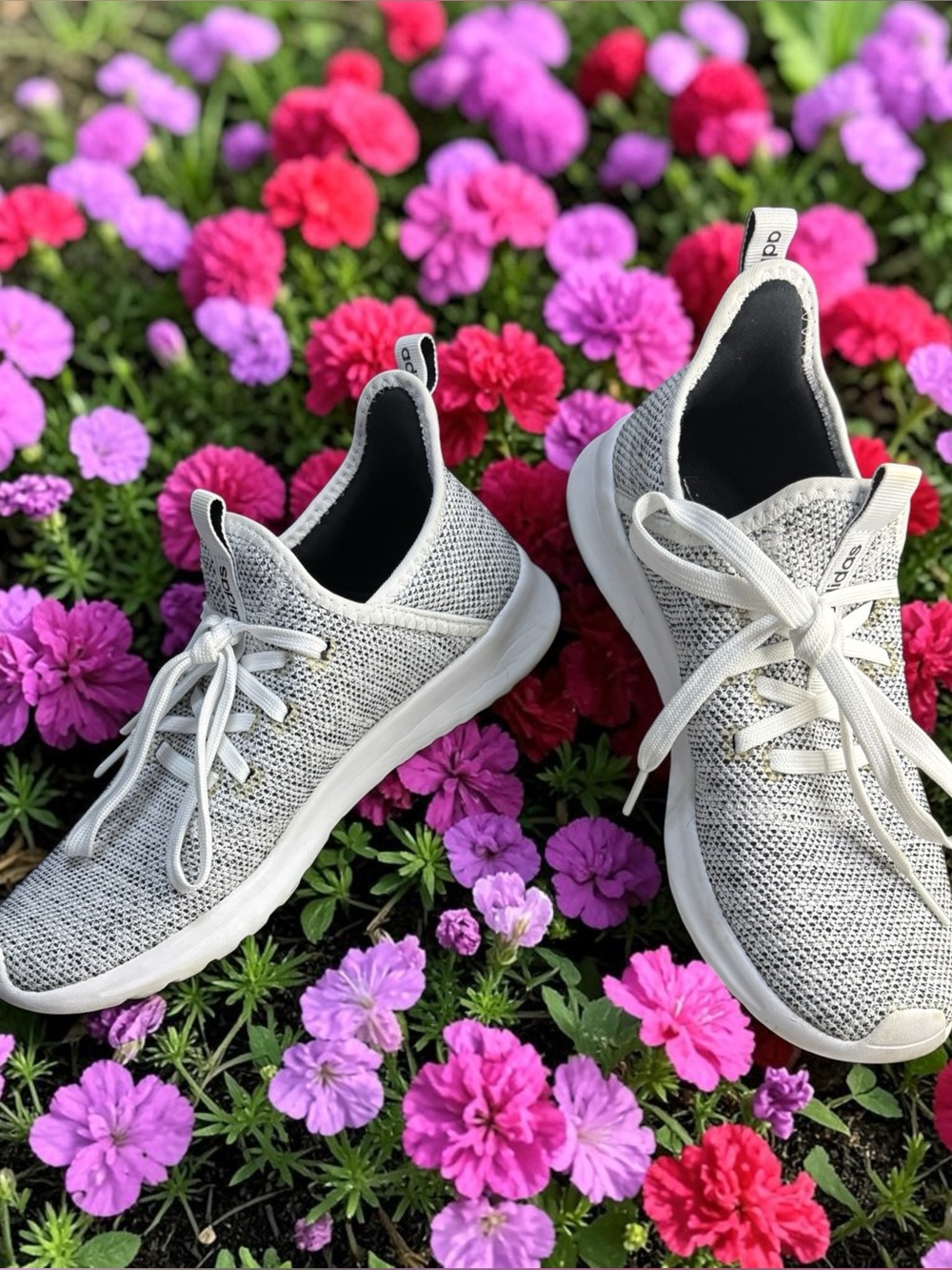 Adidas Cloudfoam Pure Athletic Sneakers Woman  7 Gray White Marl Heathered Knit